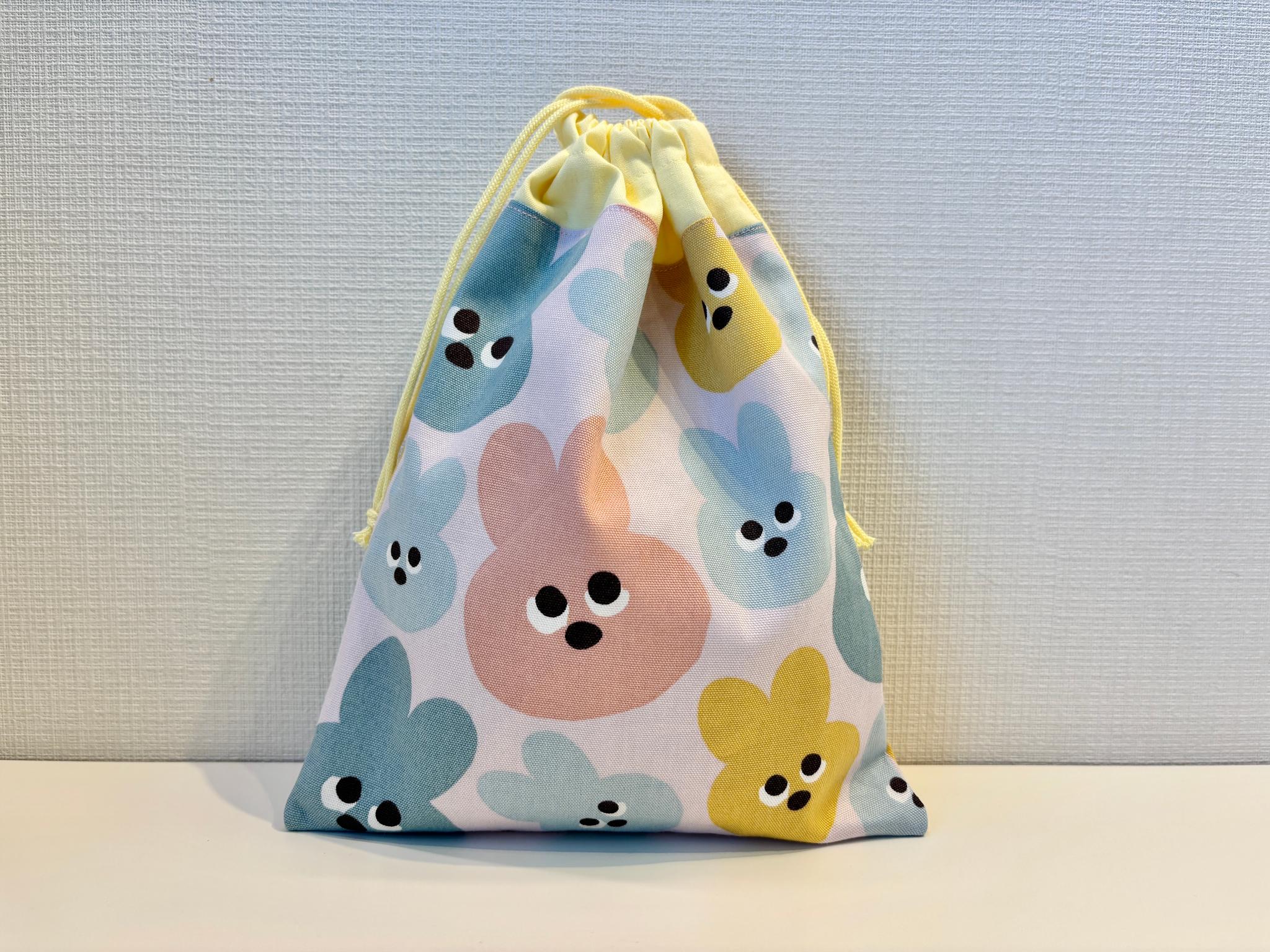 給食袋　カラフル うさぎ　ピンク&ブラウン（入園入学 巾着 きんちゃく メロウフレンズ 動物 ウサギ ） | 3枚目