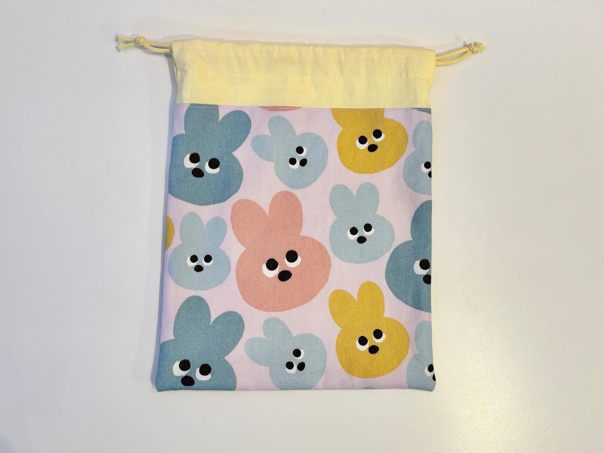 給食袋　カラフル うさぎ　ピンク&ブラウン（入園入学 巾着 きんちゃく メロウフレンズ 動物 ウサギ ） | 4枚目