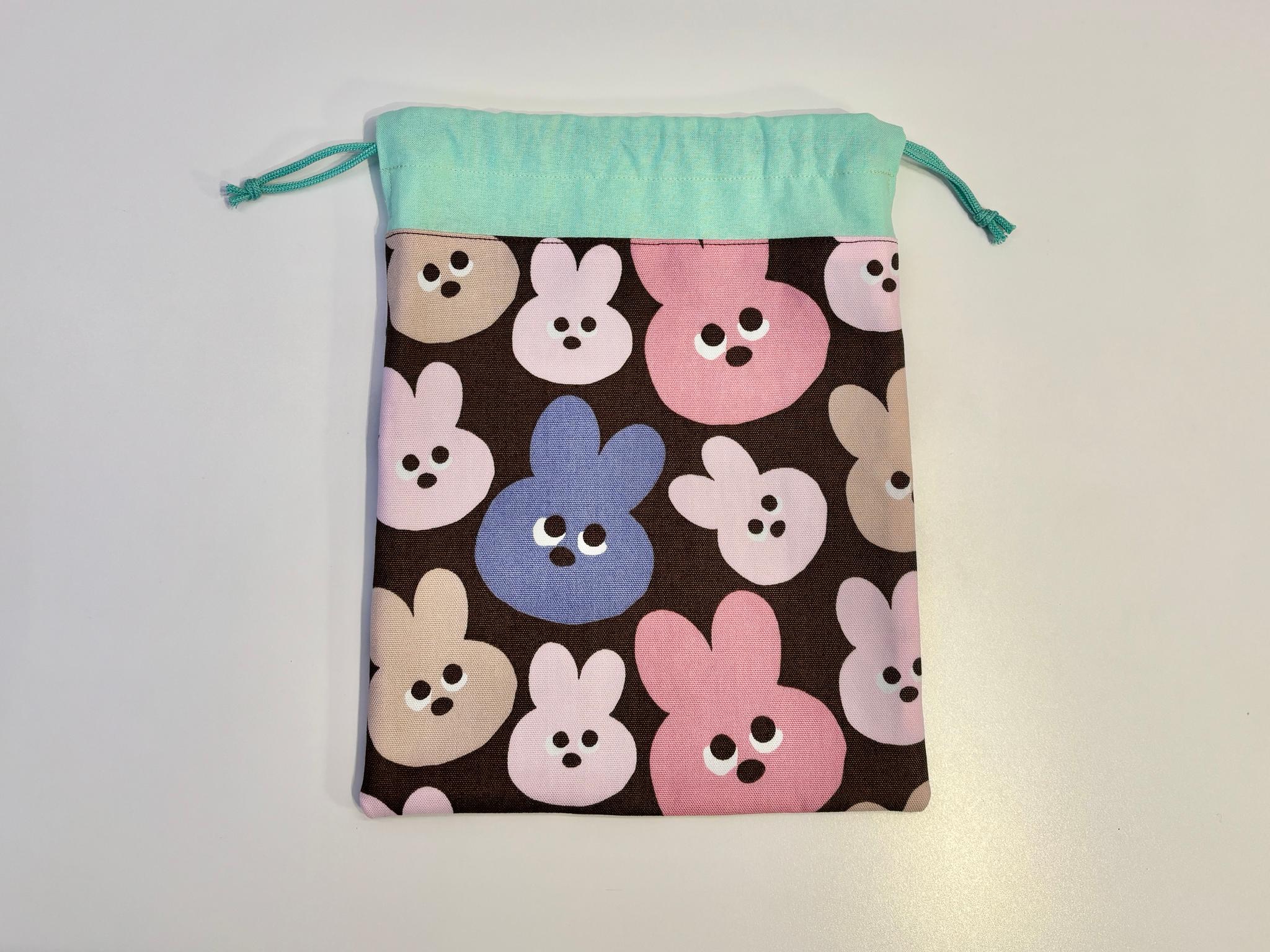 給食袋　カラフル うさぎ　ピンク&ブラウン（入園入学 巾着 きんちゃく メロウフレンズ 動物 ウサギ ） | 5枚目